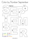 Color by Number September Coloring Page