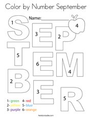 Color by Number September Coloring Page