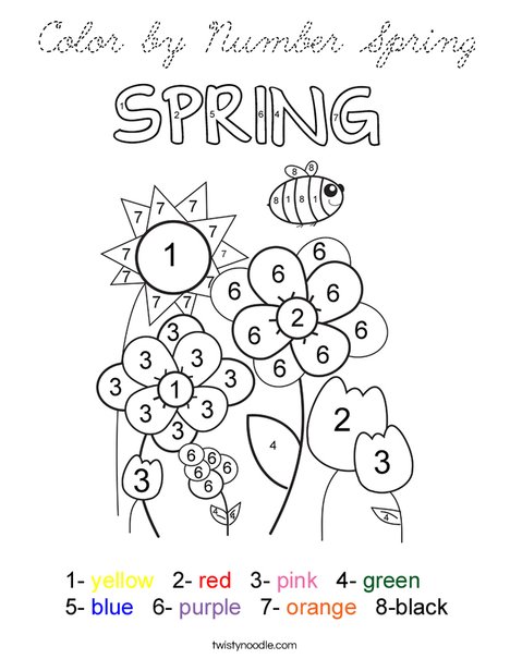 Color by Number Spring Coloring Page