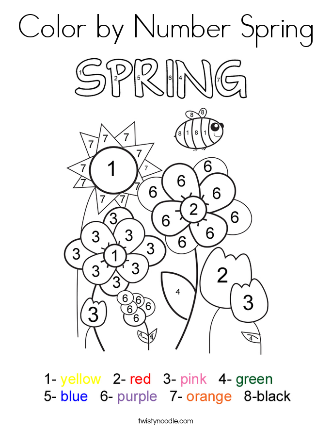 Color By Number Spring Coloring Page Twisty Noodle