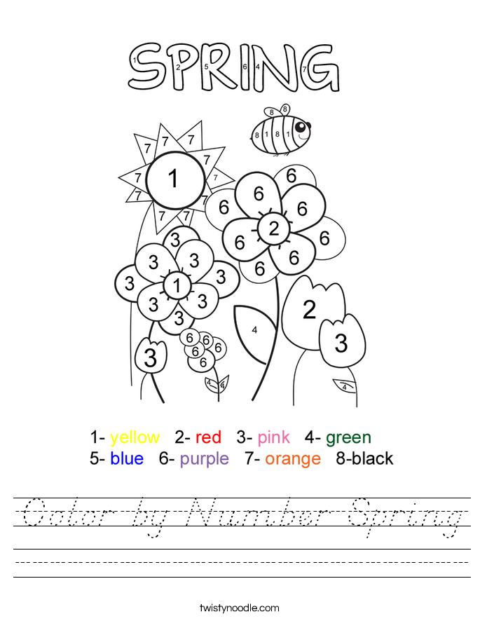Color by Number Spring Worksheet