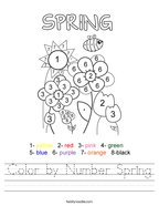 Color by Number Spring Handwriting Sheet