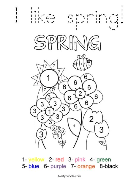 Color by Number Spring Coloring Page