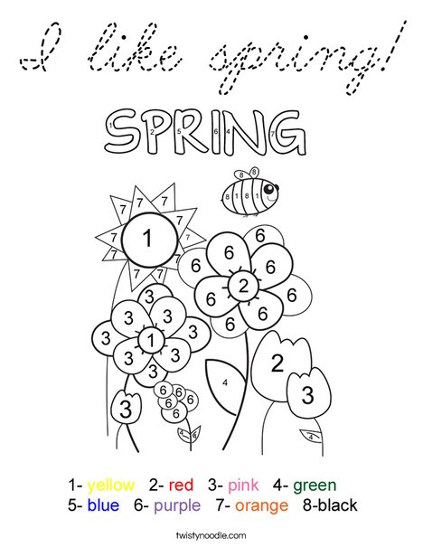 Color by Number Spring Coloring Page