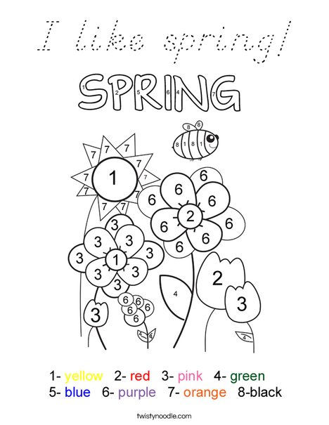 Color by Number Spring Coloring Page