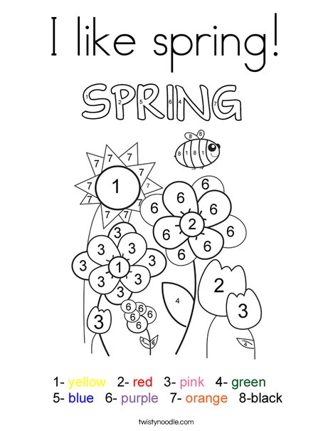 Color by Number Spring Coloring Page