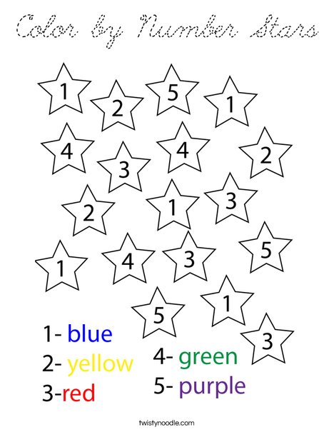 Color by Number Stars Coloring Page