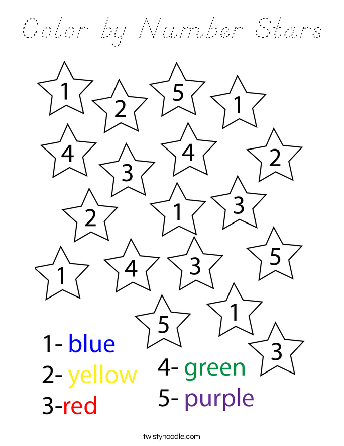 Color by Number Stars Coloring Page