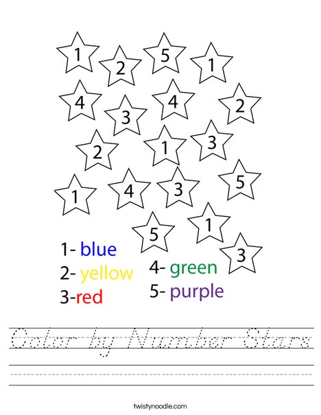 Color by Number Stars Worksheet