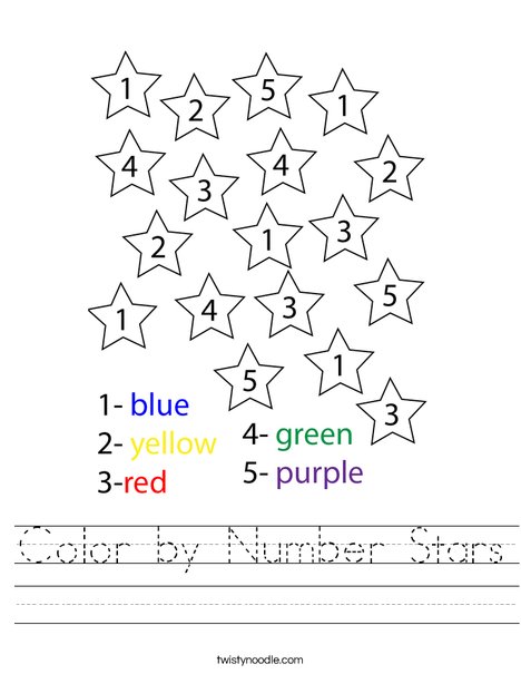 Color by Number Stars Worksheet