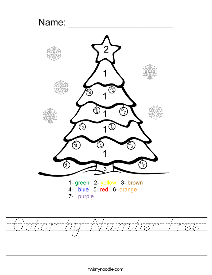 Color by Number Tree Worksheet