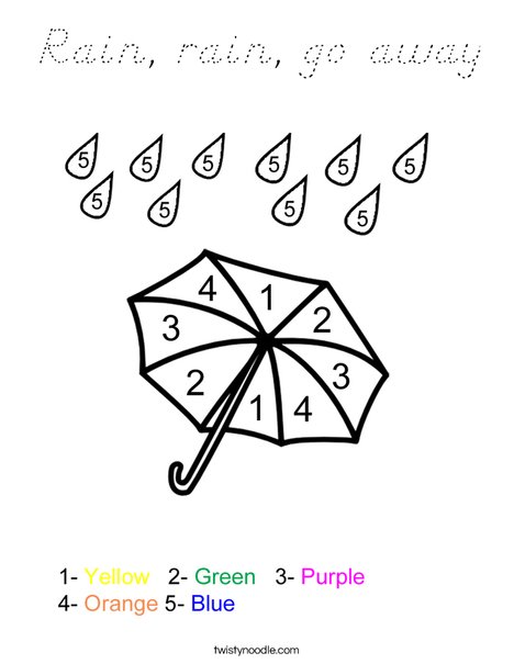 Color by Number Umbrella Coloring Page