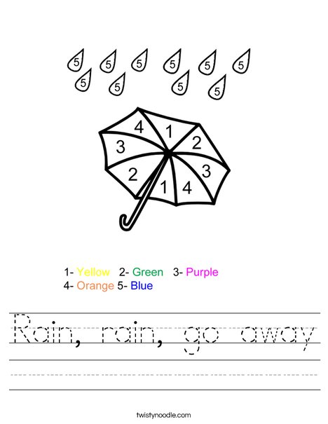 Color by Number Umbrella Worksheet