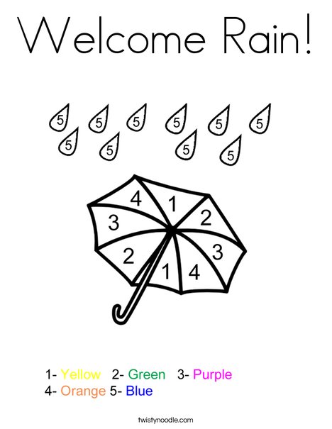 Color by Number Umbrella Coloring Page