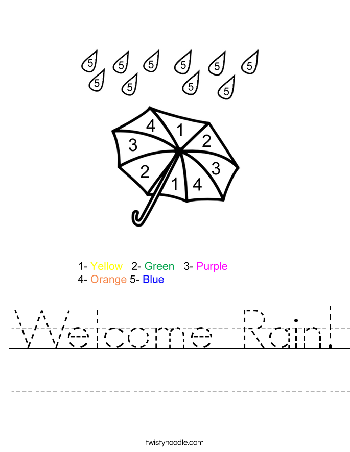 Welcome Rain Worksheet - Twisty Noodle