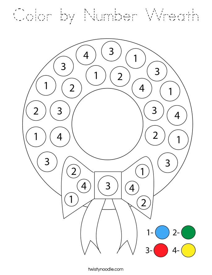 Color by Number Wreath Coloring Page