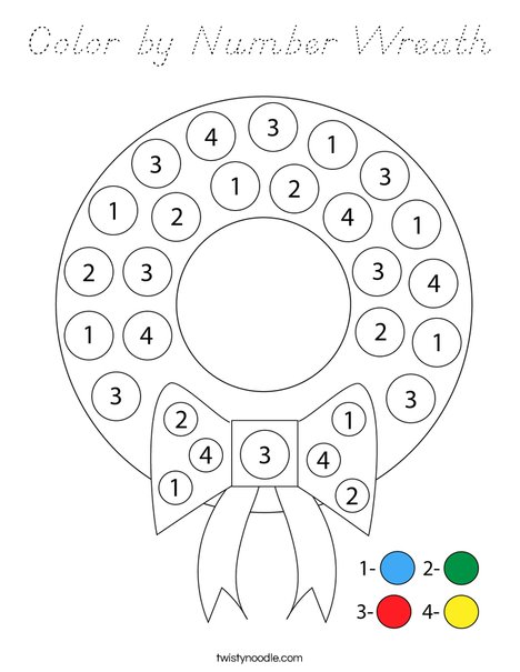 Color by Number Wreath Coloring Page