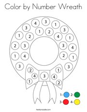 Color by Number Wreath Coloring Page