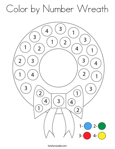 Color by Number Wreath Coloring Page
