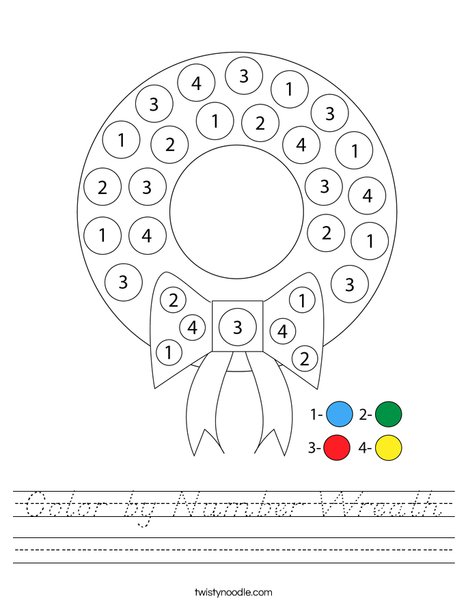 Color by Number Wreath Worksheet