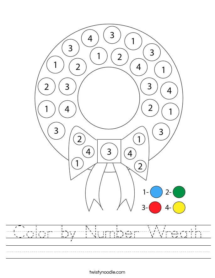 Color by Number Wreath Worksheet
