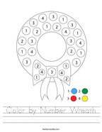 Color by Number Wreath Handwriting Sheet