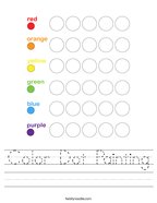 Color Dot Painting Handwriting Sheet