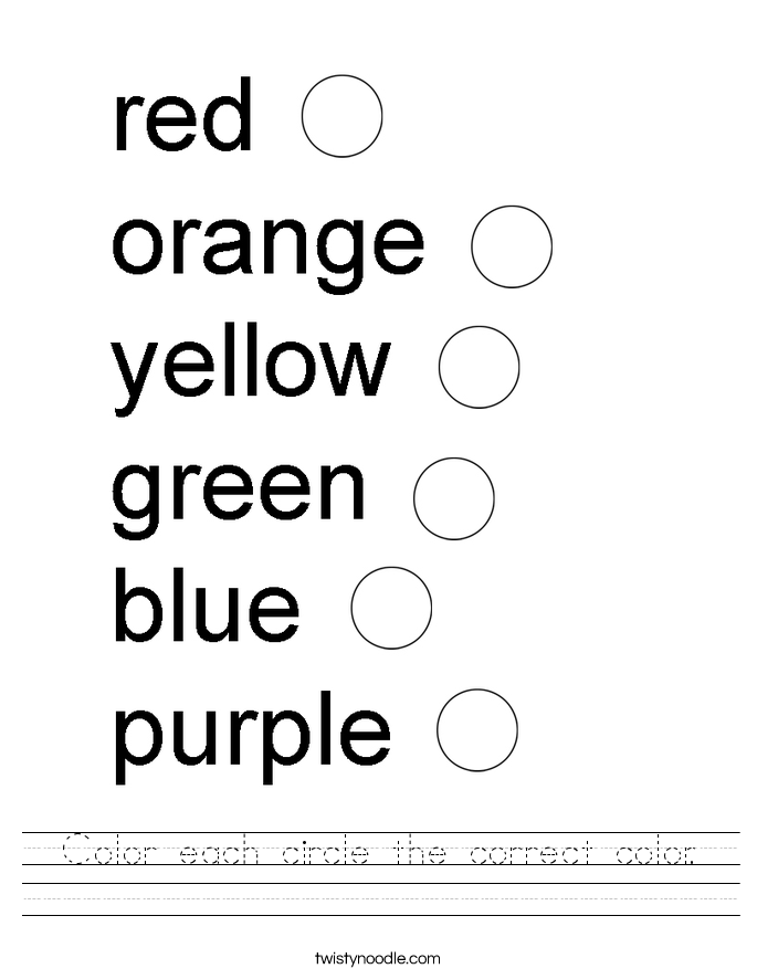 Color each circle the correct color. Worksheet