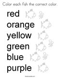 Color each fish the correct color Coloring Page