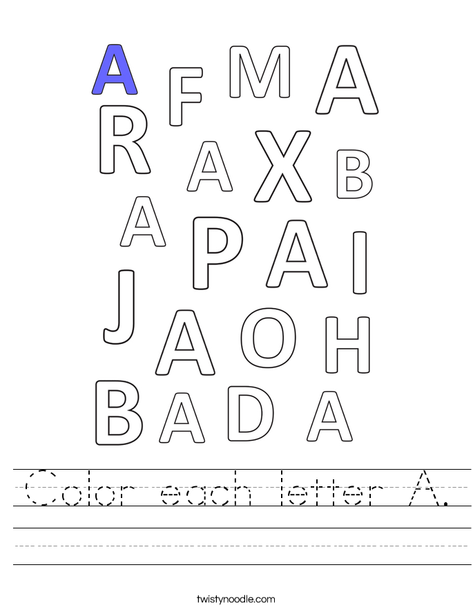 Color each letter A. Worksheet