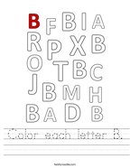Color each letter B Handwriting Sheet