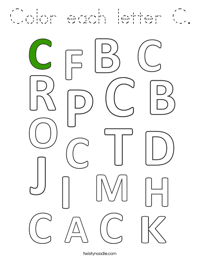 Color each letter C. Coloring Page