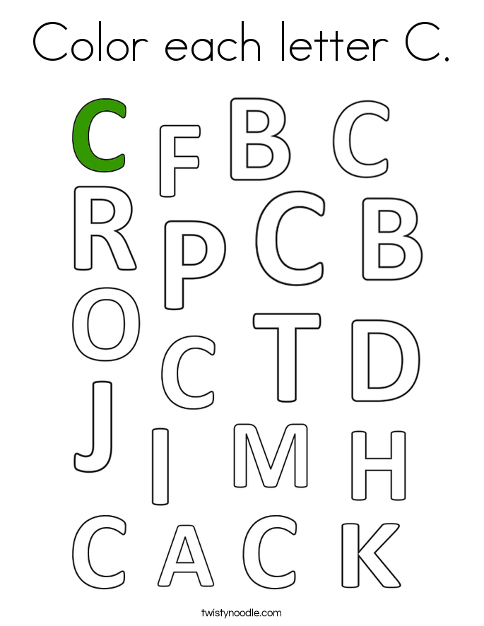 Color each letter C. Coloring Page