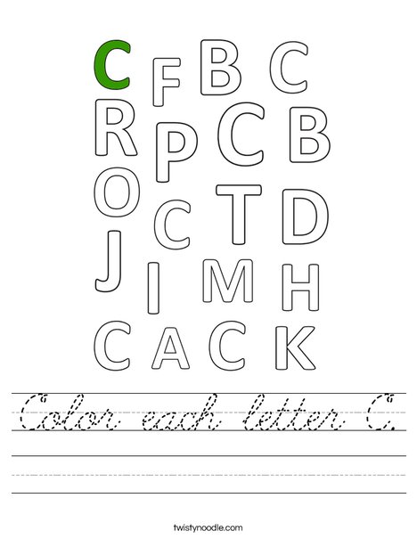 Color each letter C, Worksheet