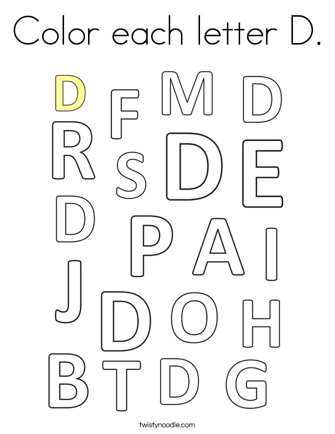 Color each letter D. Coloring Page