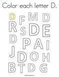 Color each letter D. Coloring Page