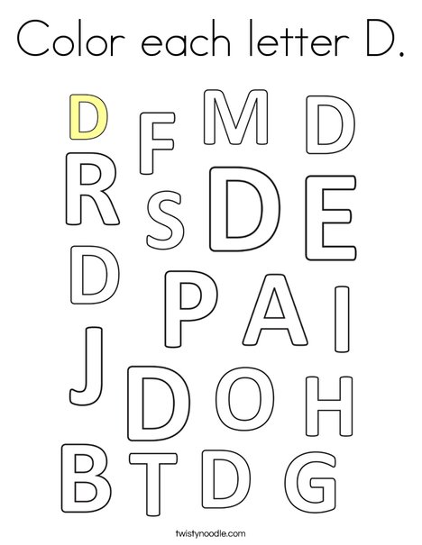 Color each letter D. Coloring Page