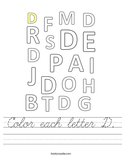 Color each letter D. Worksheet
