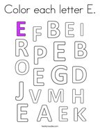 Color each letter E Coloring Page