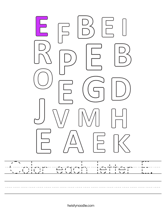Color each letter E. Worksheet