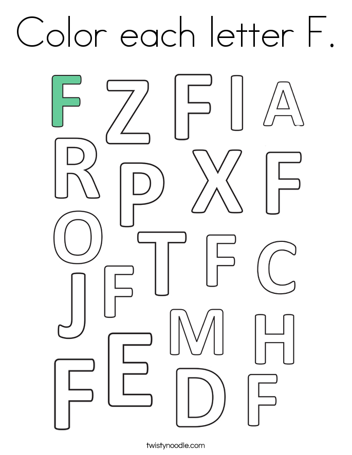 Color each letter F. Coloring Page