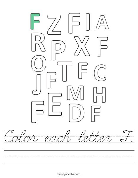 Color each letter F. Worksheet