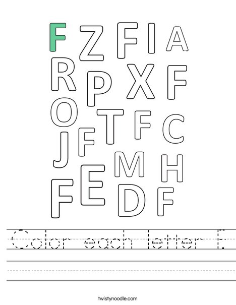 Color each letter F. Worksheet