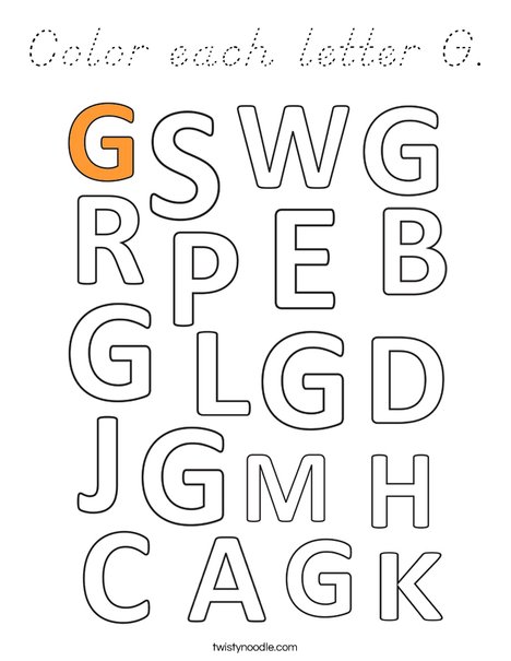 Color each letter G. Coloring Page