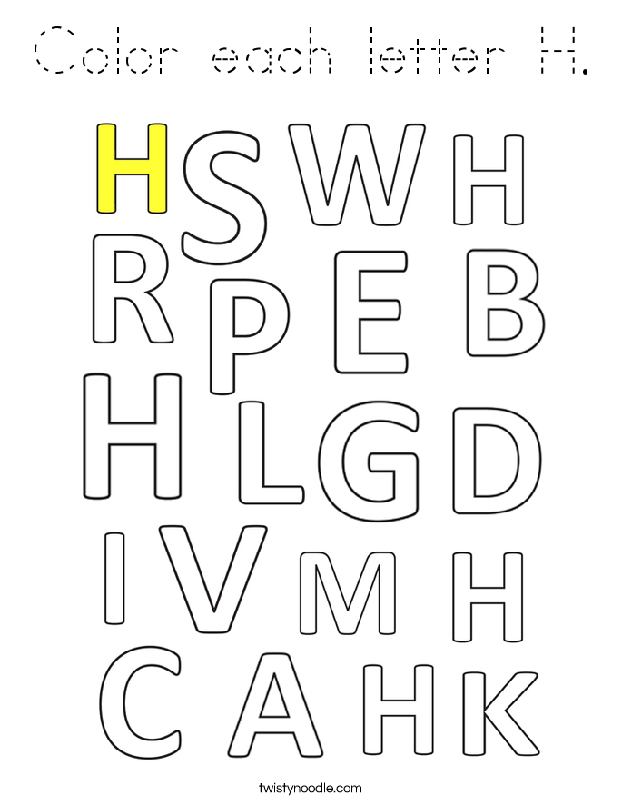 Color each letter H. Coloring Page