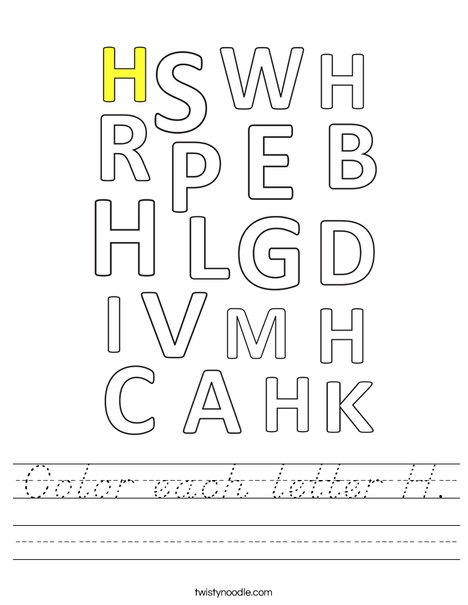 Color each letter H. Worksheet