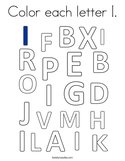 Color each letter I Coloring Page