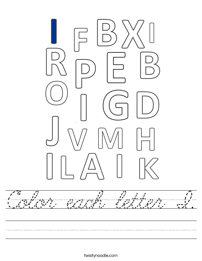 Color each letter I. Worksheet