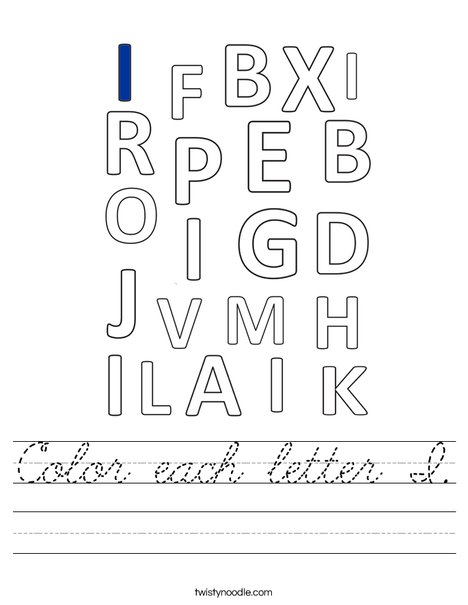 Color each letter I. Worksheet