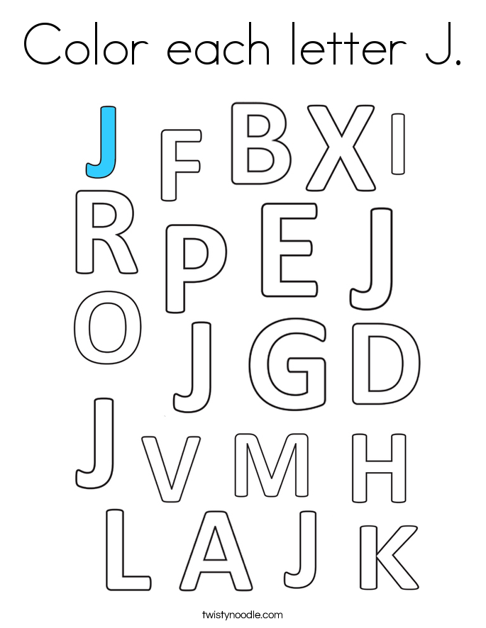 Color each letter J. Coloring Page